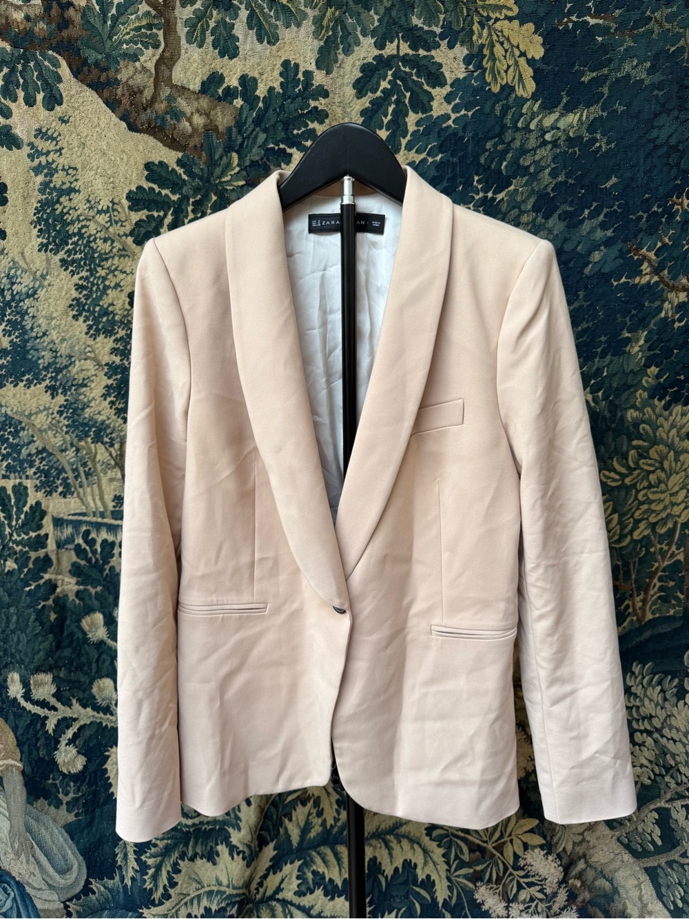 Zara Blush Pink Shawl Collar Single-Button Blazer